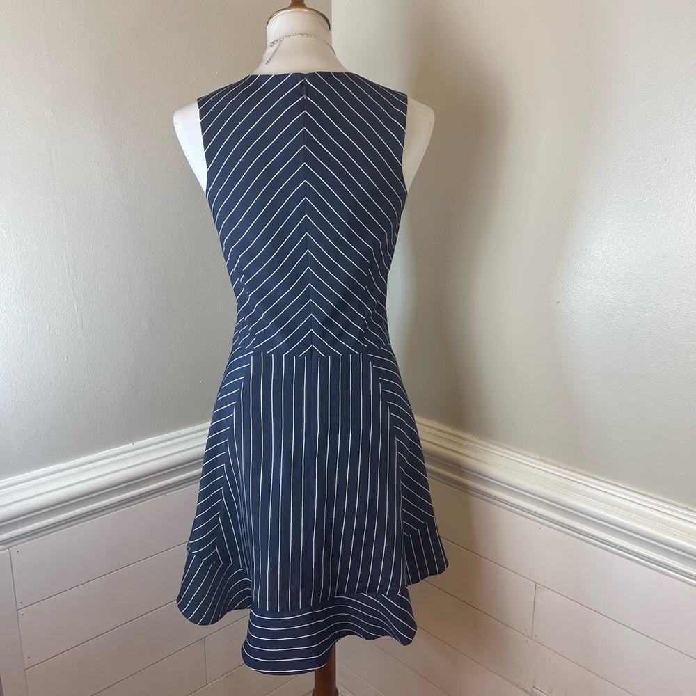 J. Crew Pinstripe Flounce Dress 2 FREE SHIP - Picture 3 of 5